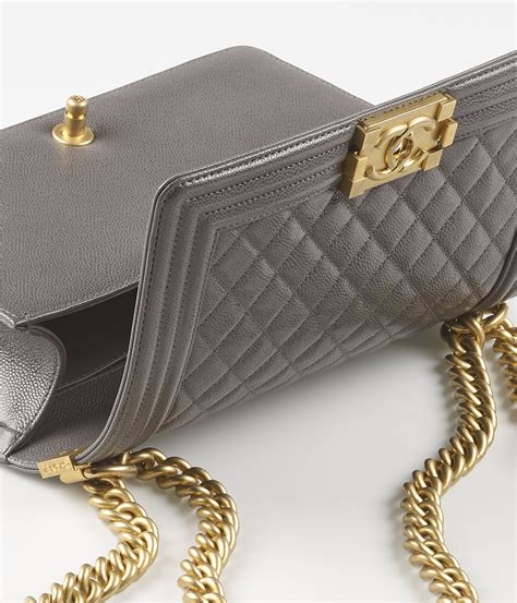 chanel classic handbag grained calfskin & gold tone metal|Chanel calfskin leather shoulder bags.